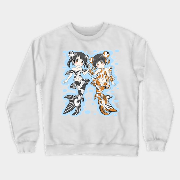 Goldfish Mermaid Sisters Crewneck Sweatshirt by TeriyakiPigeon